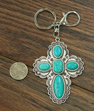 Cross Turquoise Key Chain or Bag Jewel-Accessories-TERRA COTTA BOUTIQUE