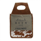 Myra Best Friends 6-Pack Caddy / Cowhide And Leather-Beer Holders-TERRA COTTA BOUTIQUE