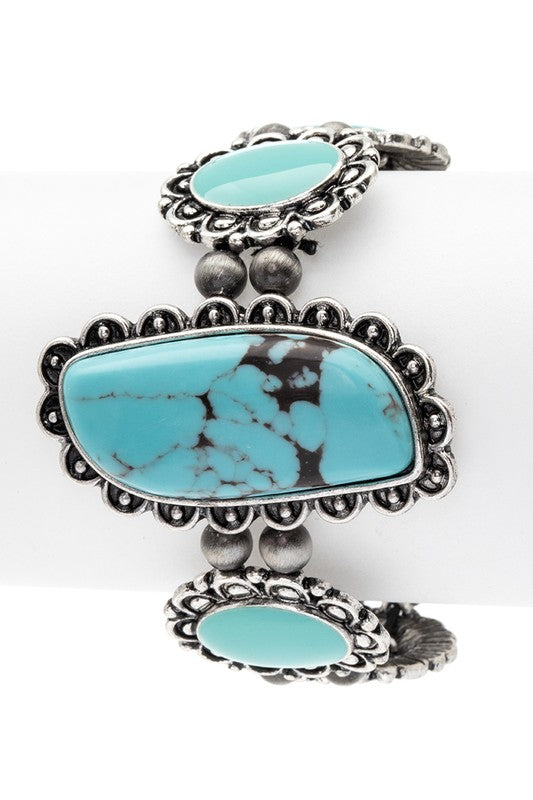 Iconic Turquoise Western Stretch Boho Bracelet-TERRA COTTA BOUTIQUE