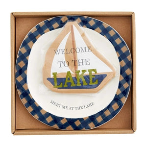 Plate Set, Welcome to the Lake - Mud Pie-Dinnerware Sets-TERRA COTTA BOUTIQUE