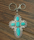 Cross Turquoise Key Chain or Bag Jewel-Accessories-TERRA COTTA BOUTIQUE