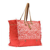 Myra Cherry Red Floral Weekender Bag-Handbags-TERRA COTTA BOUTIQUE