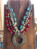 Colorful Round Pendent Necklace-Necklaces-TERRA COTTA BOUTIQUE